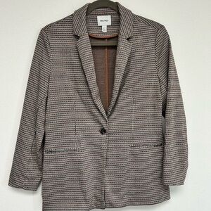 Nine West Women's Brown and Black Plaid Blazer size PM petite medium